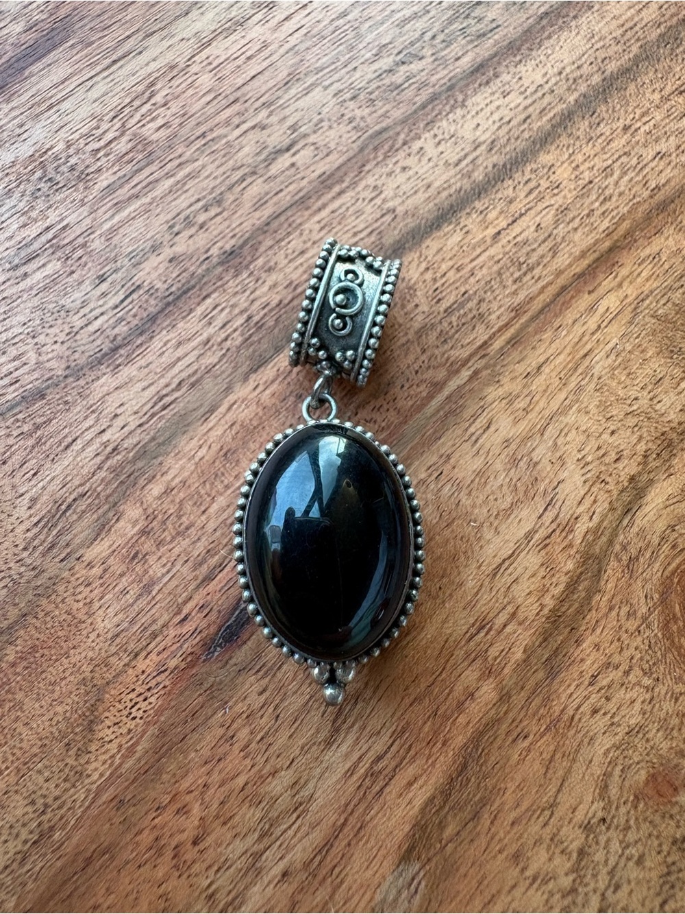 Vintage Sterling Silver Pendant with Black Stone